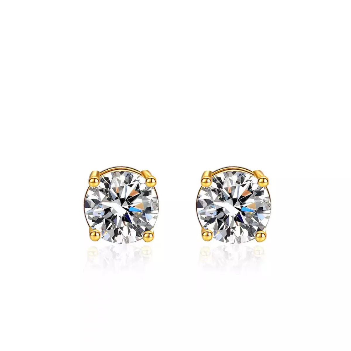 Boucles d'Oreilles Puces Moissanite 1 Carat Plaqué Or 18K Argent Sterling 925