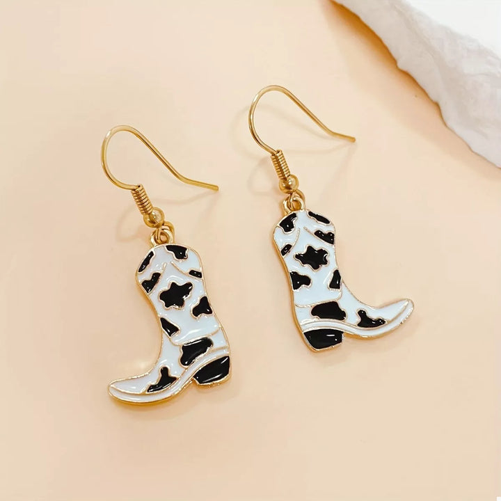 Boucles d'Oreilles Pendantes Bottes de Cowgirl – Multicolores