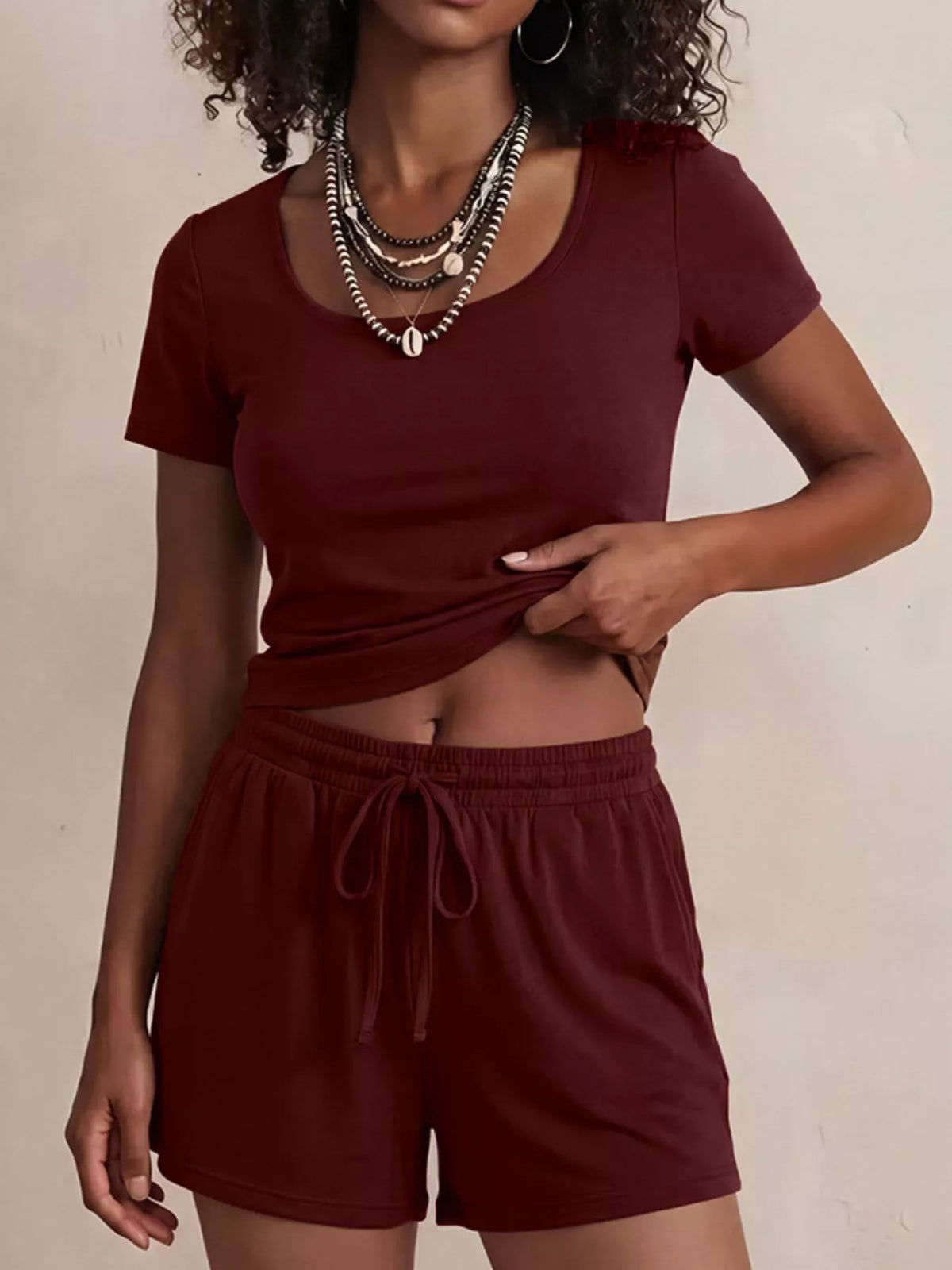 Ensemble T-Shirt Uni Manches Courtes et Short