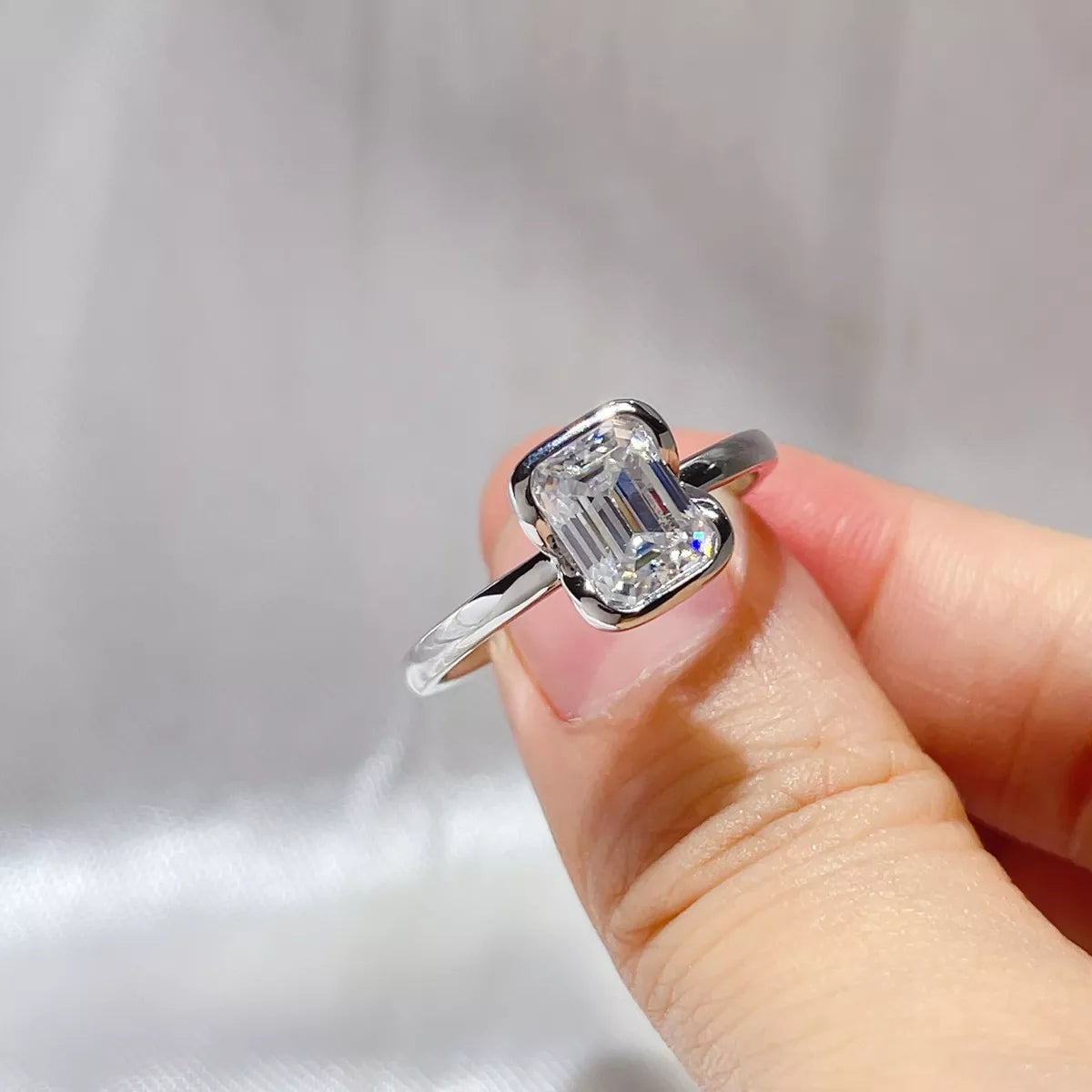 Bague Moissanite 2 Carats Argent Sterling 925 – Taille Émeraude
