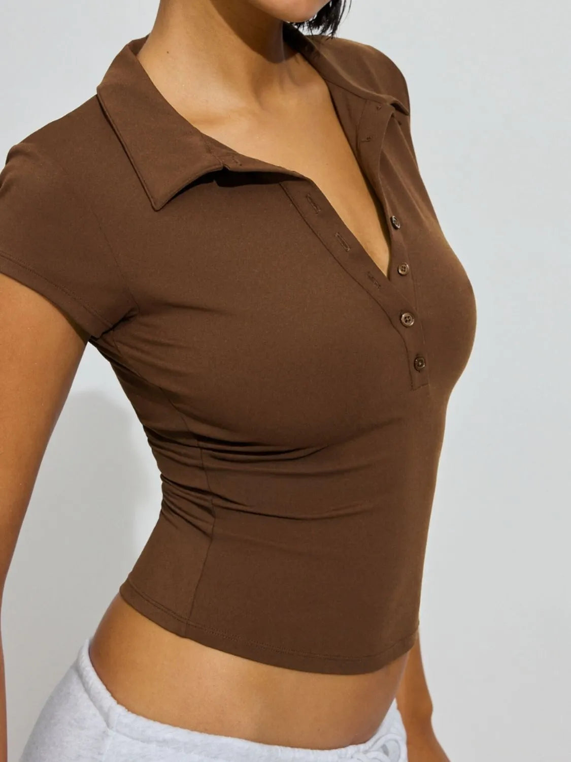 Top Col Chemise Manches Courtes