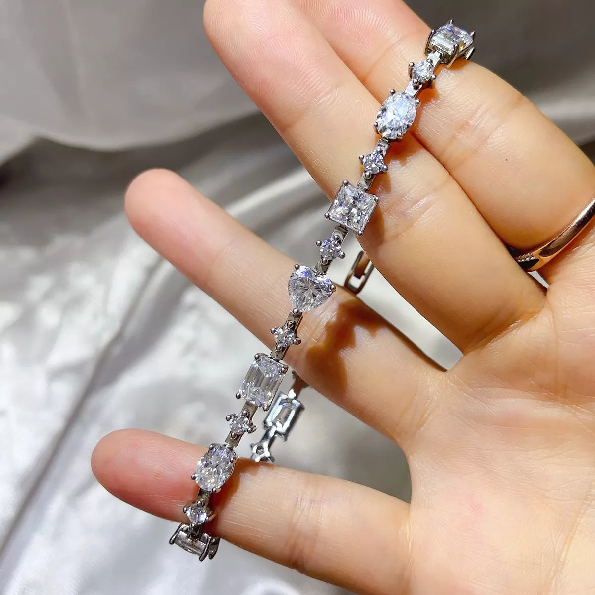 Bracelet Moissanite Argent Sterling 925 – Rivière Mixte