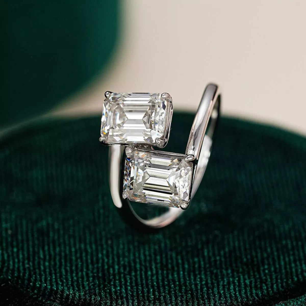 Bague Croisée Moissanite 2 Carats Argent Sterling 925