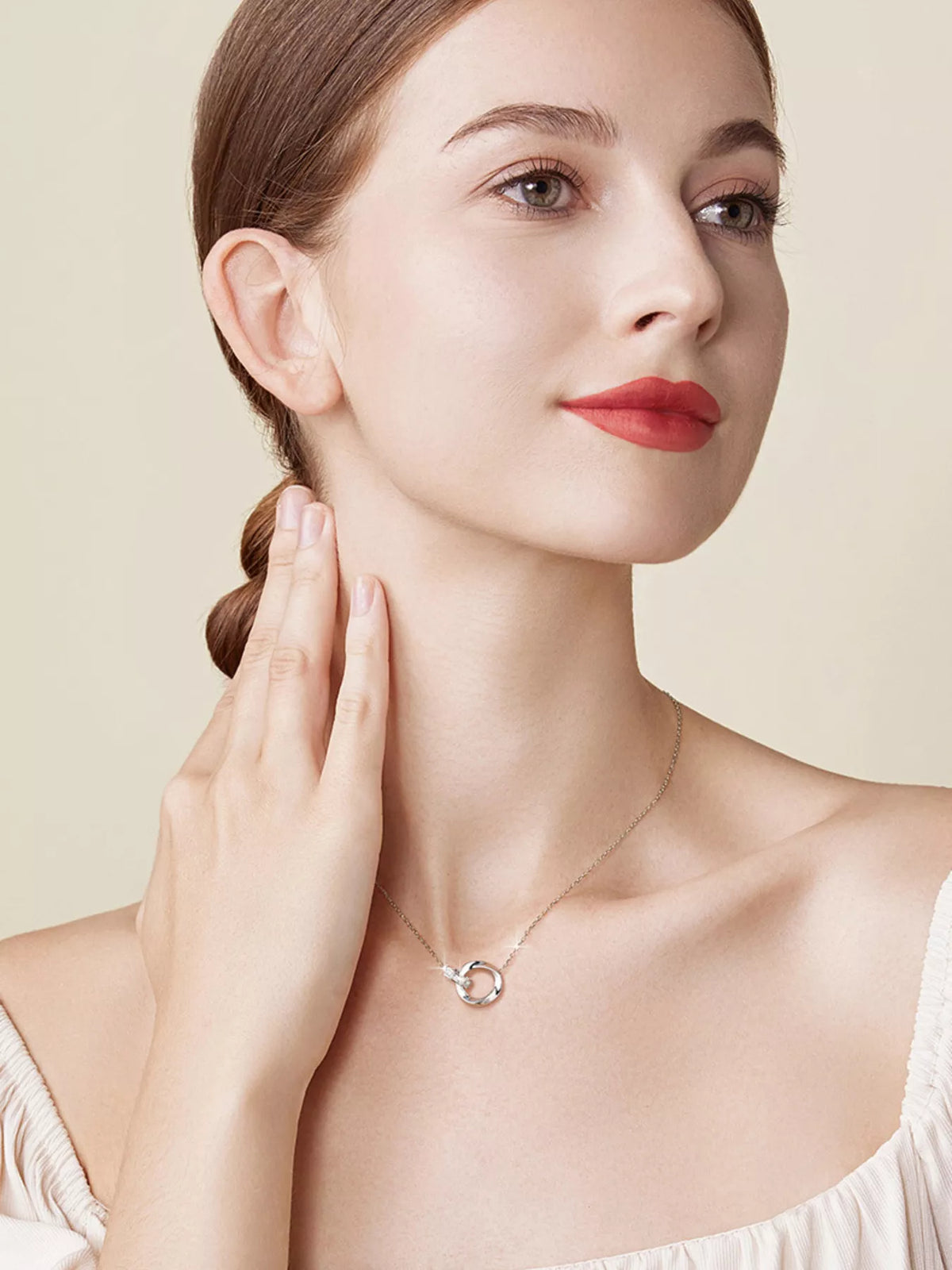 Collier Pendentif Cercles Entrelacés Argent Sterling 925