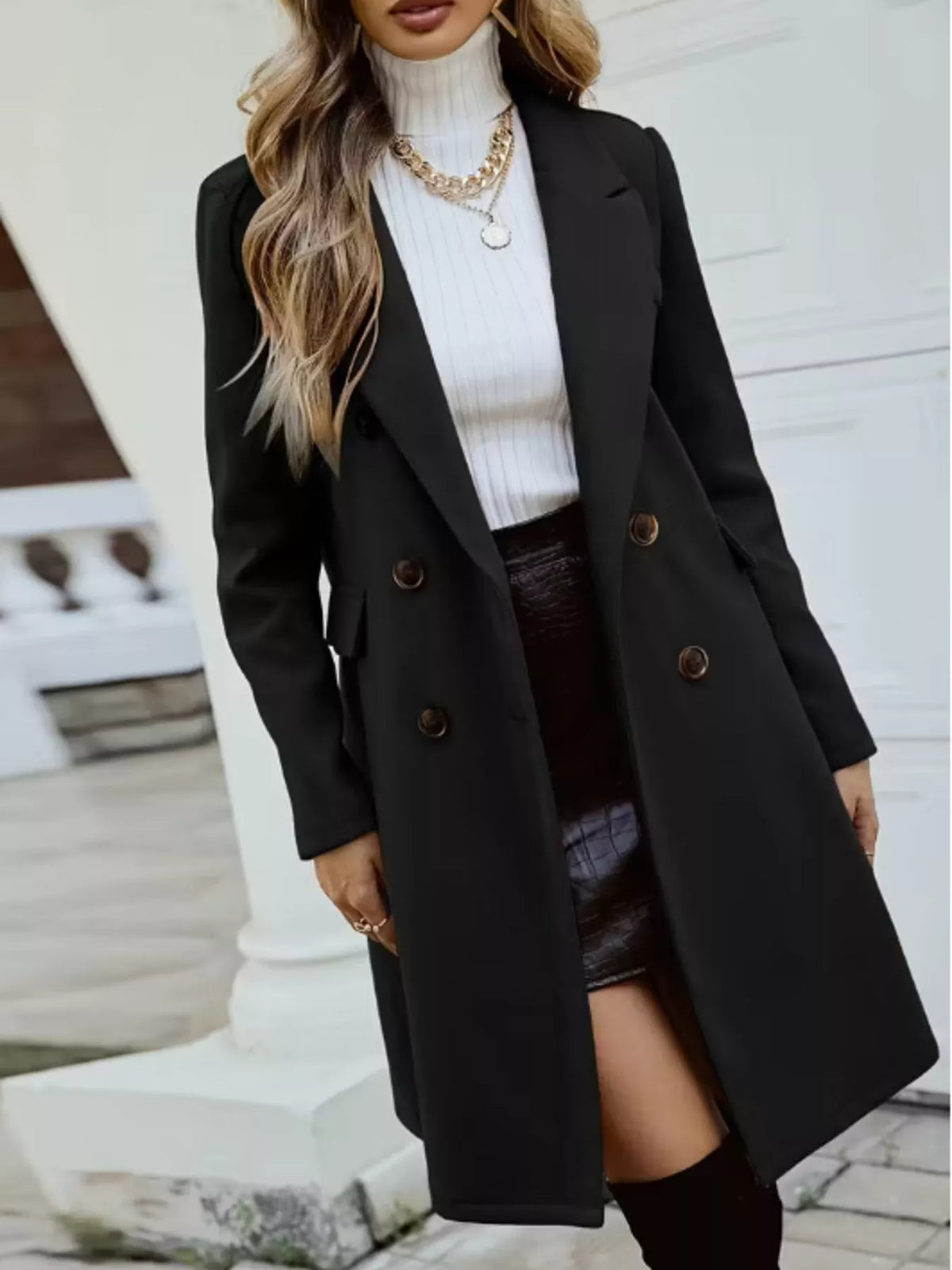 Manteau Long Croisé Boutonné