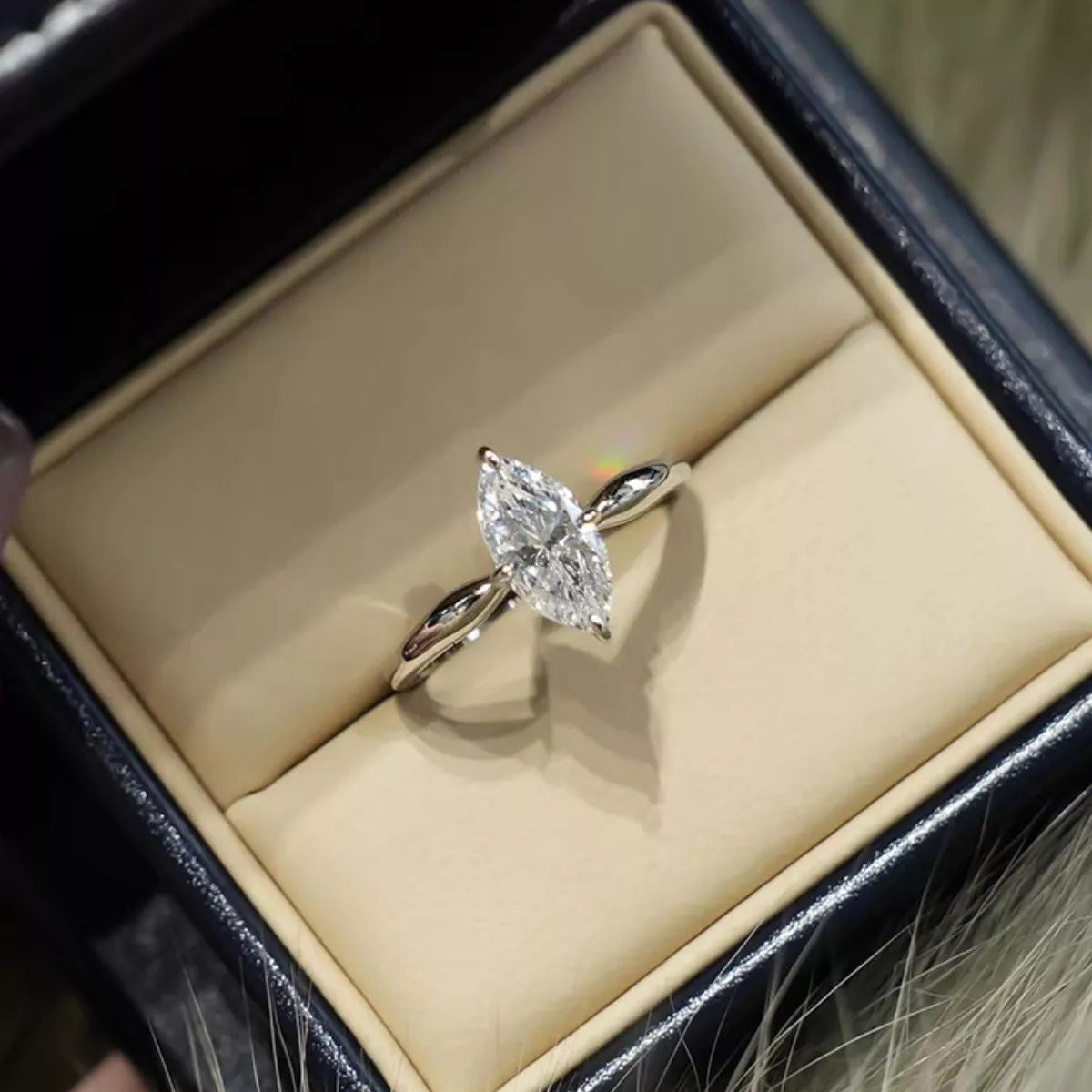 Bague Moissanite 2 Carats Argent Sterling 925 – Marquise Solitaire