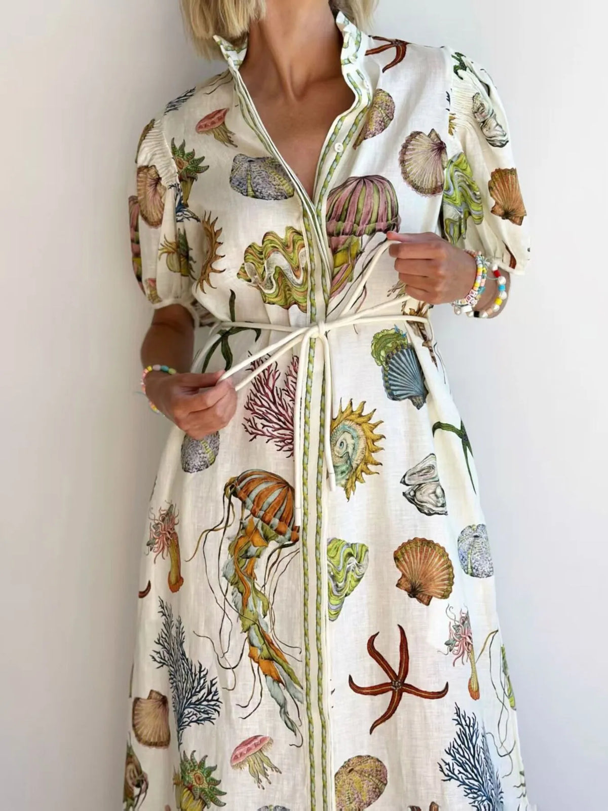 Robe Chemise Manches Courtes Imprimée