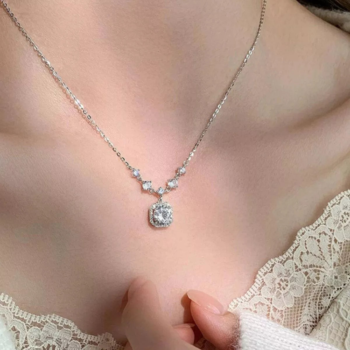 Collier Pendentif Moissanite 2 Carats Argent Sterling 925 – Goutte Fine