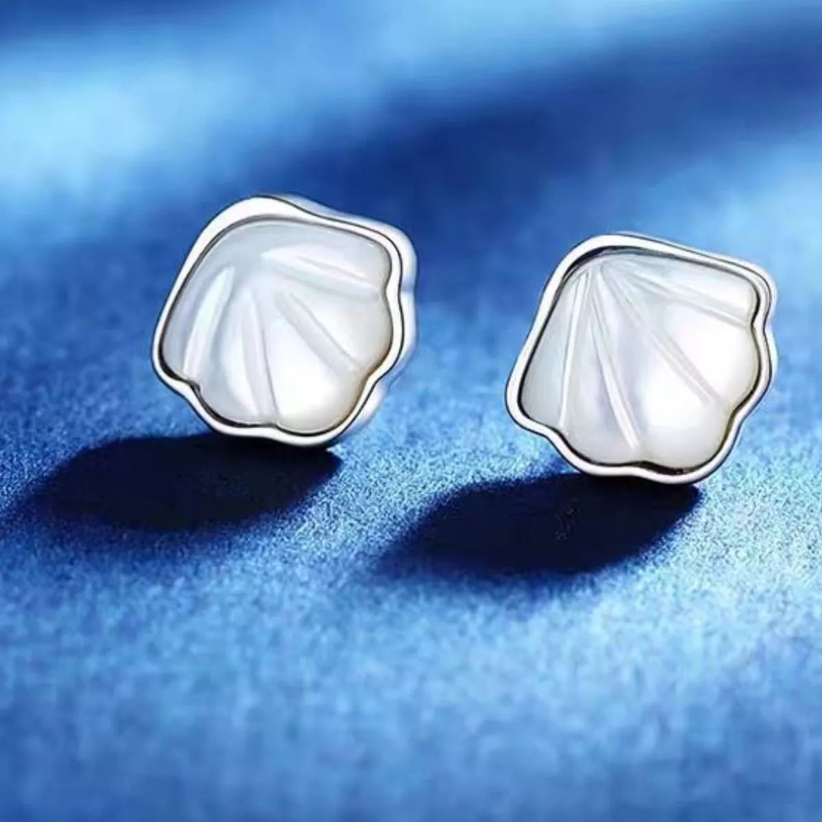 Boucles d'Oreilles Puces Coquillage Argent Sterling 925