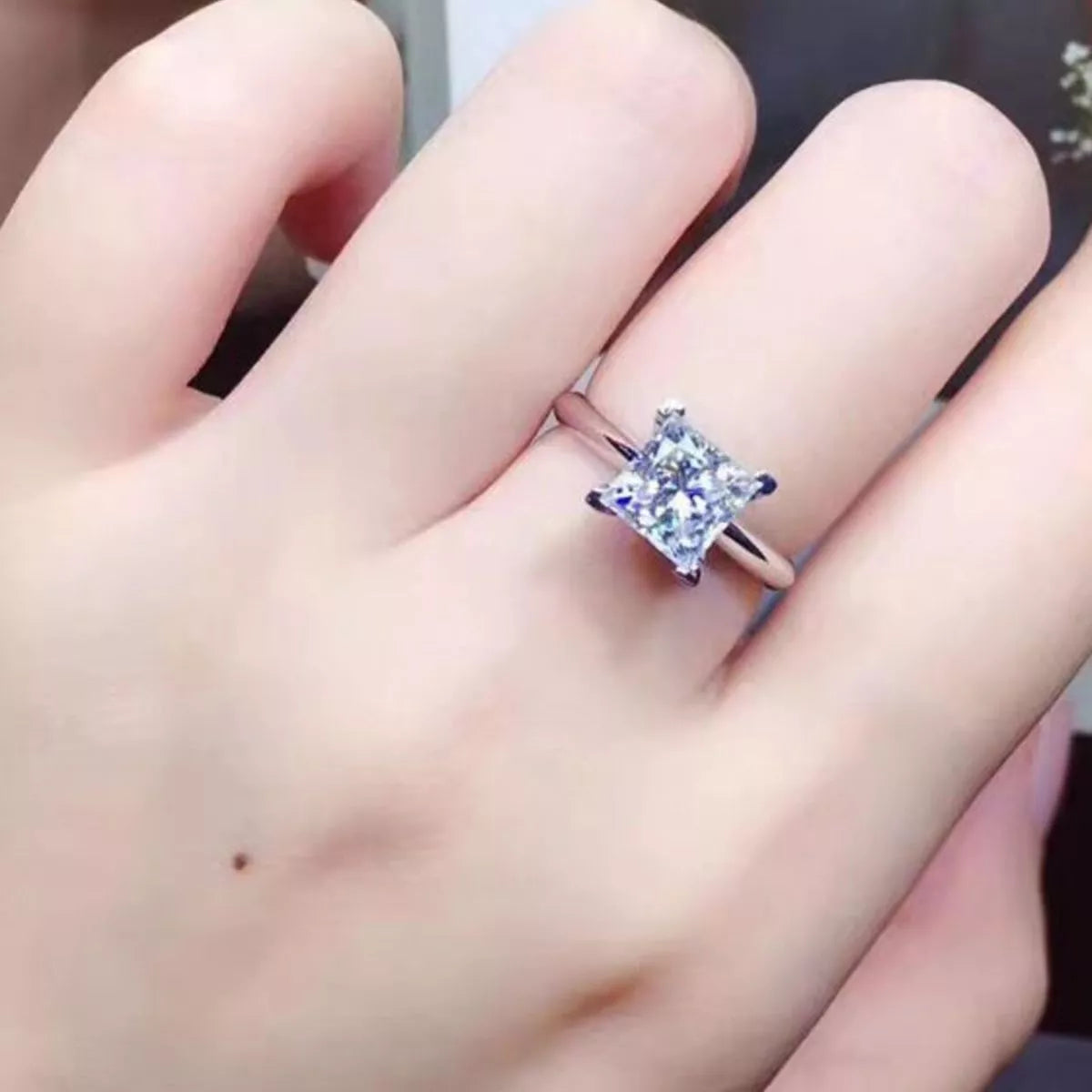 Bague Moissanite 3 Carats Argent Sterling 925 – Princesse