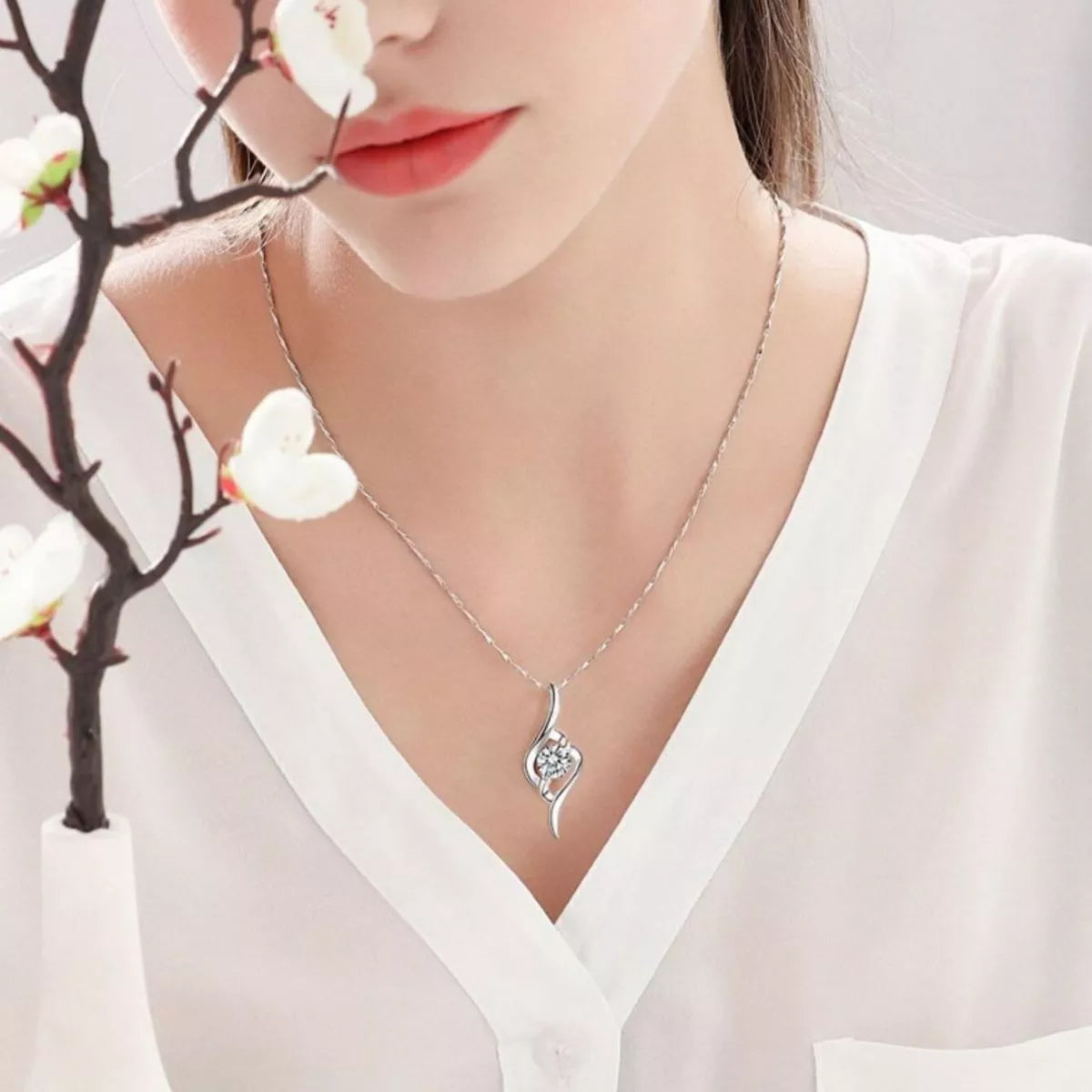 Collier Pendentif Moissanite 1 Carat Argent Sterling 925 – Pendentif Fin