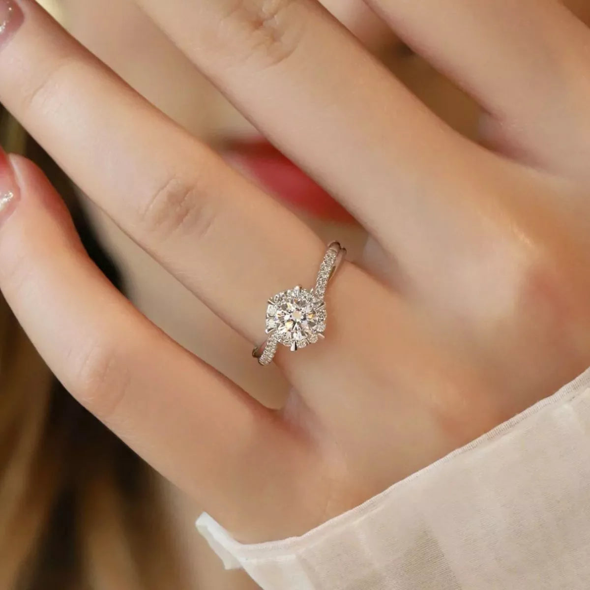 Bague Moissanite 2 Carats Argent Sterling 925 Ajustable – Six Griffes