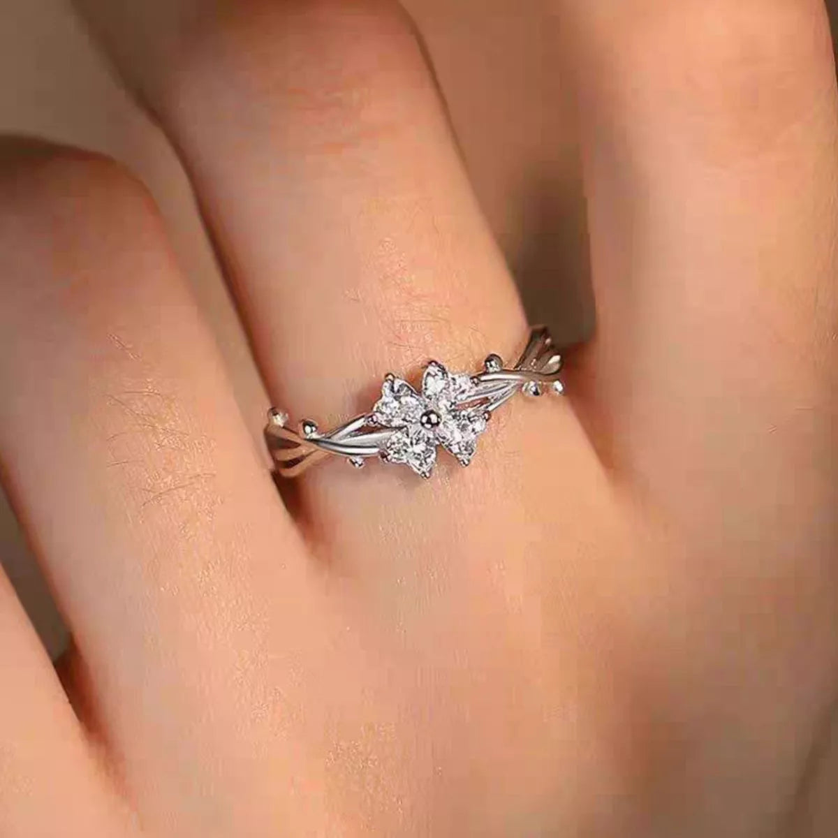Bague Zircon Argent Sterling 925 Ajustable