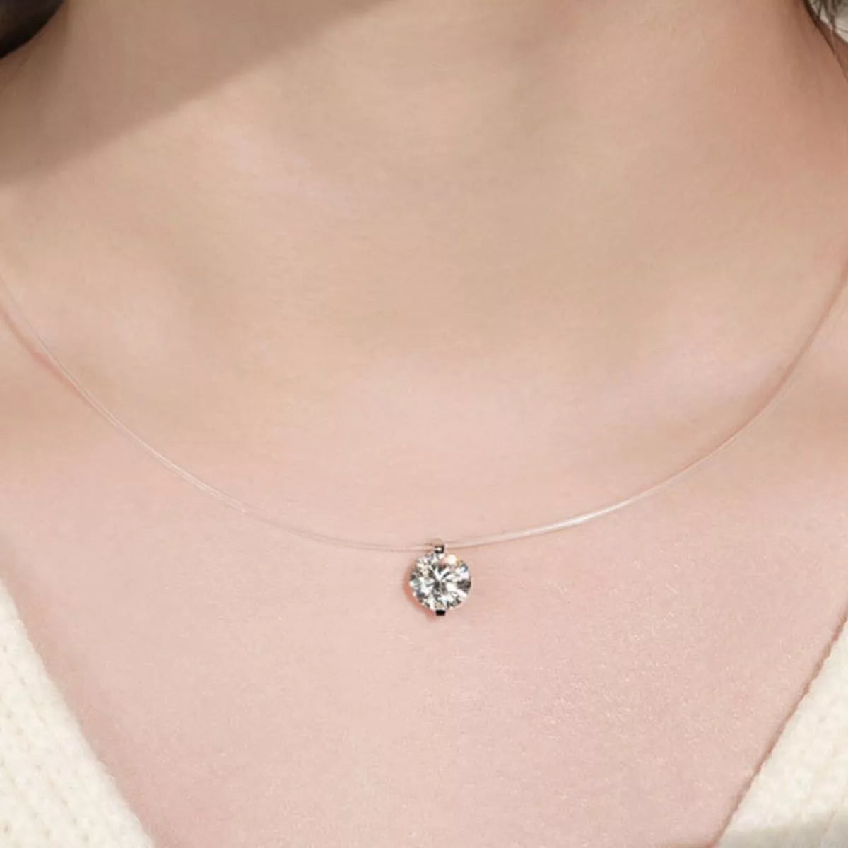 Collier Pendentif Moissanite 3 Carats Argent Sterling 925 – Fil Invisible