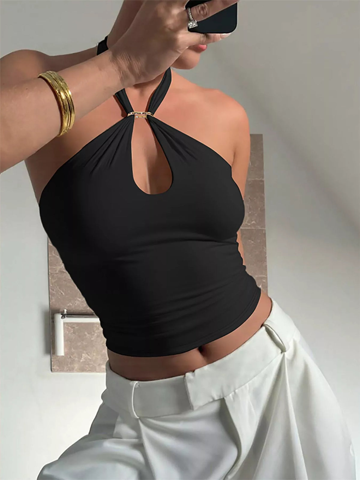 Débardeur Col Halter Découpe Cœur