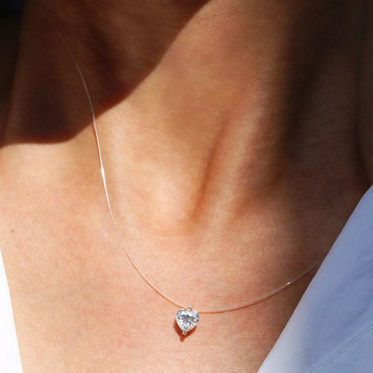 Collier Pendentif Cœur Moissanite 1 Carat Argent Sterling 925