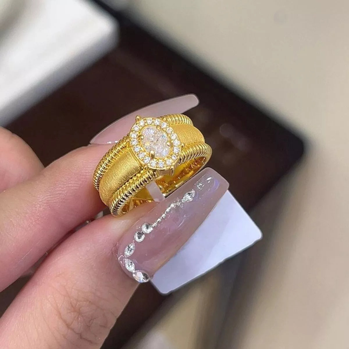 Bague Plaqué Or 18K Argent Sterling 925 Ajustable