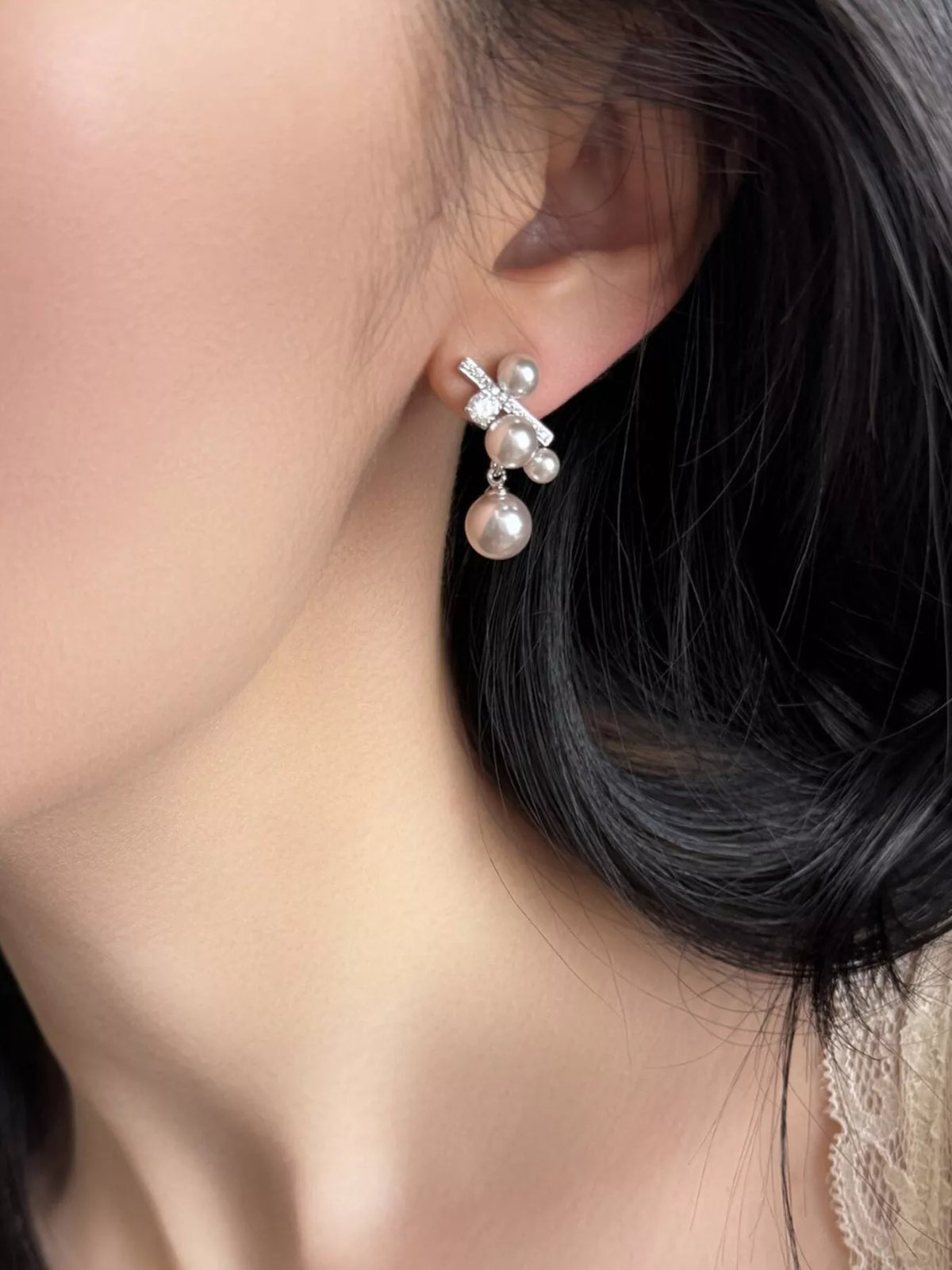 Boucles d'Oreilles Pendantes Perlées