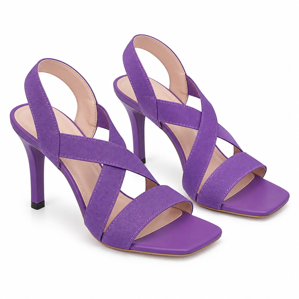 Sandales Talon Haut Bout Ouvert – Brides Croisées Larges