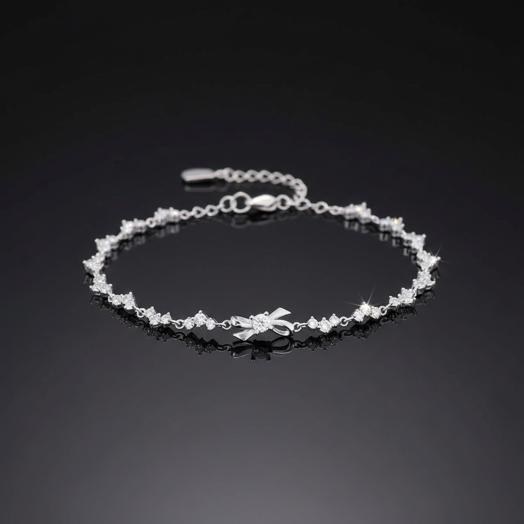 Bracelet chaîne nœud - studio noir luxe reflet miroir