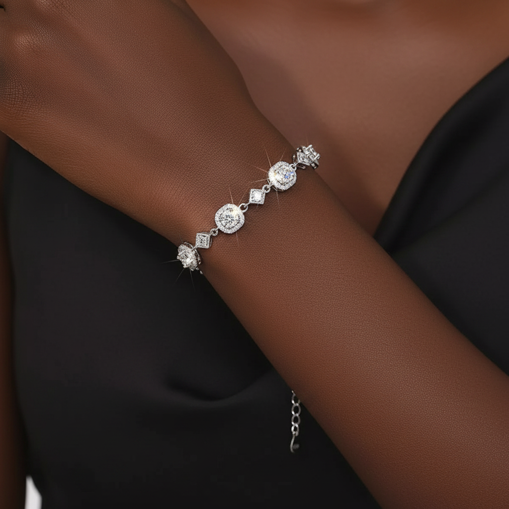 Bracelet moissanite argent - porté au poignet