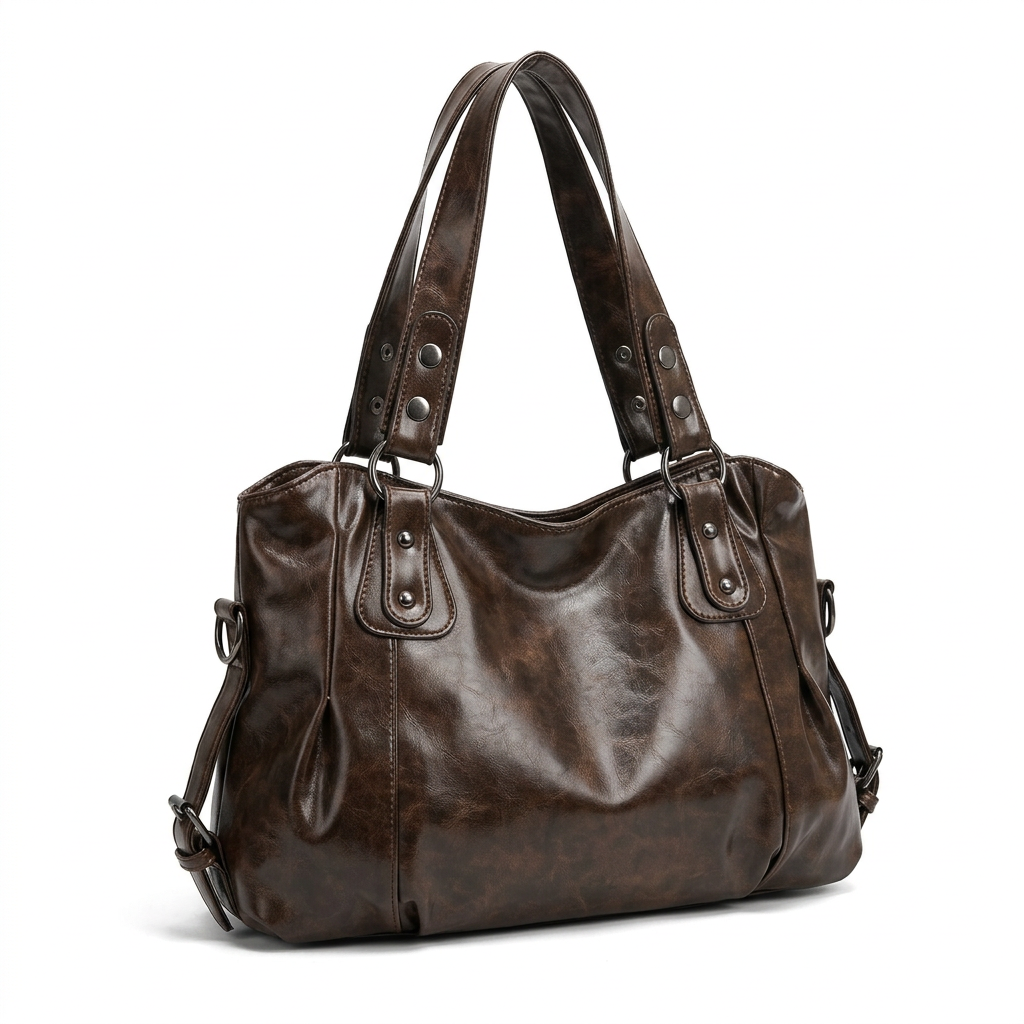 Sac vintage marron café seul sur fond blanc