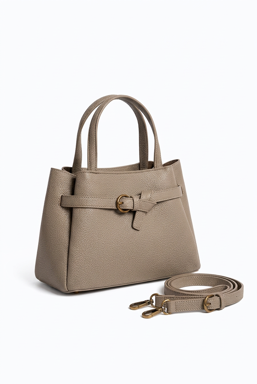 Sac à Main en Cuir à Poignée – Ceinture Nouée Sable