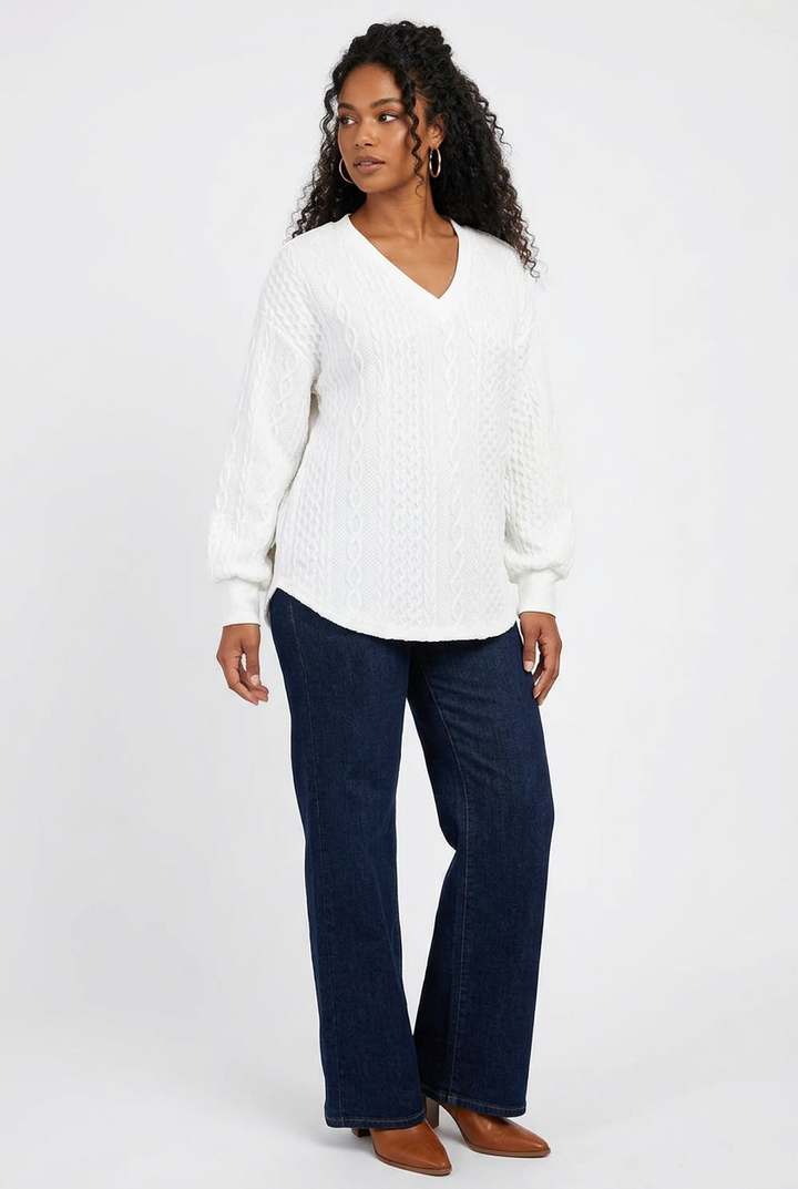 Sweat-shirt Col V Manches Longues
