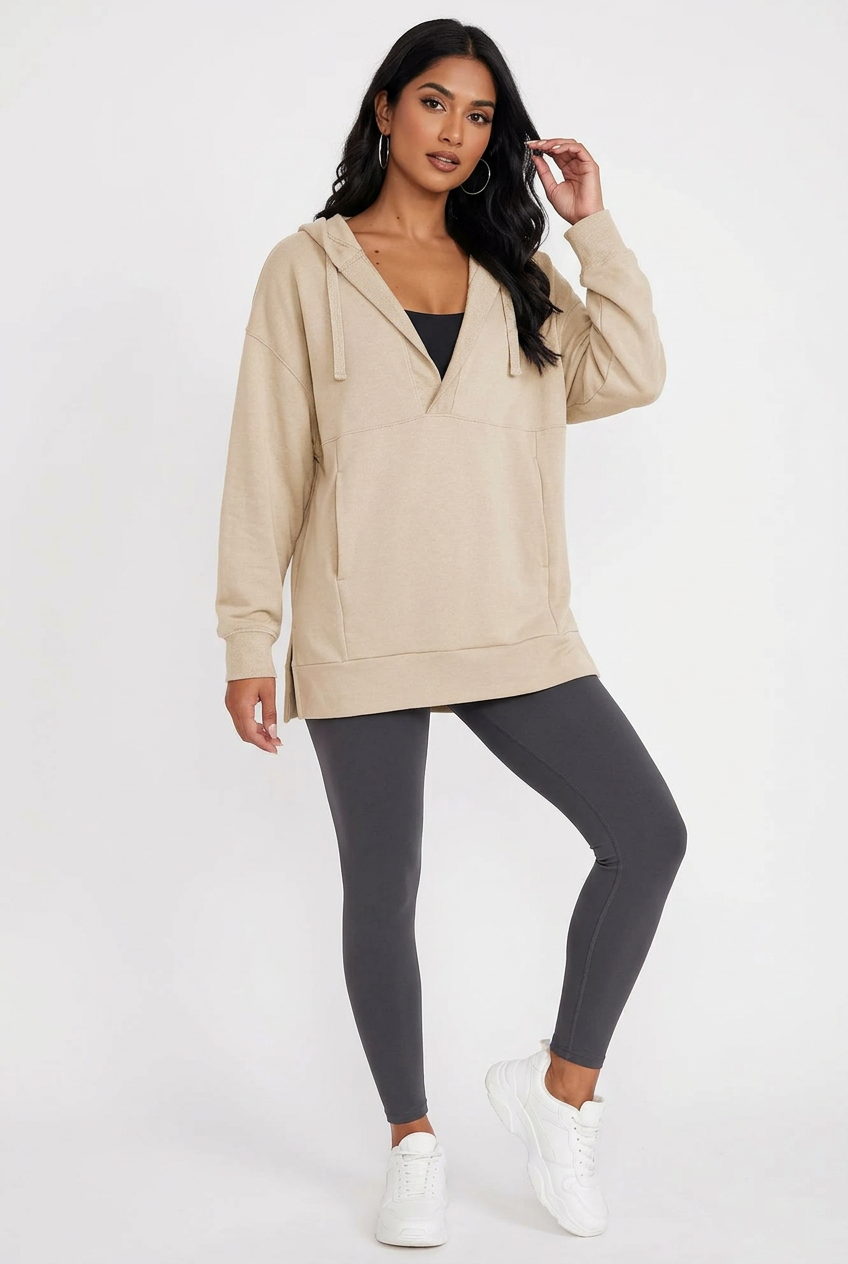 Sweat rose sable de face en pose baddie corps entier