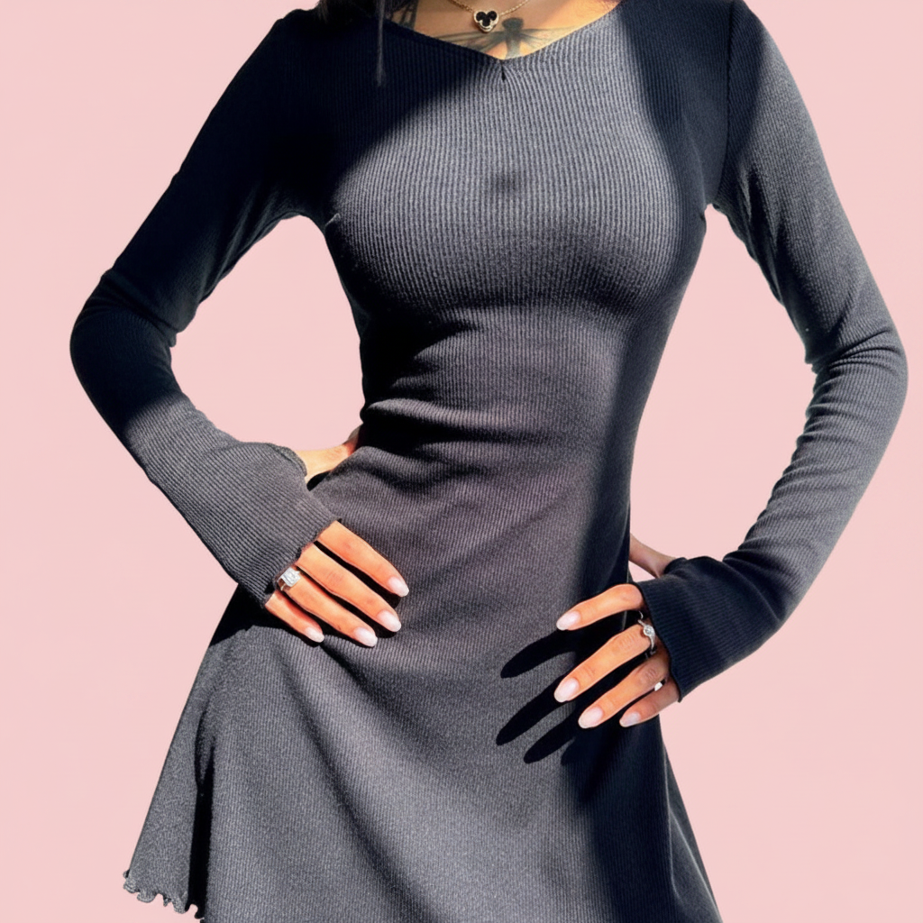 Mini Dress Black - Fond rose 4