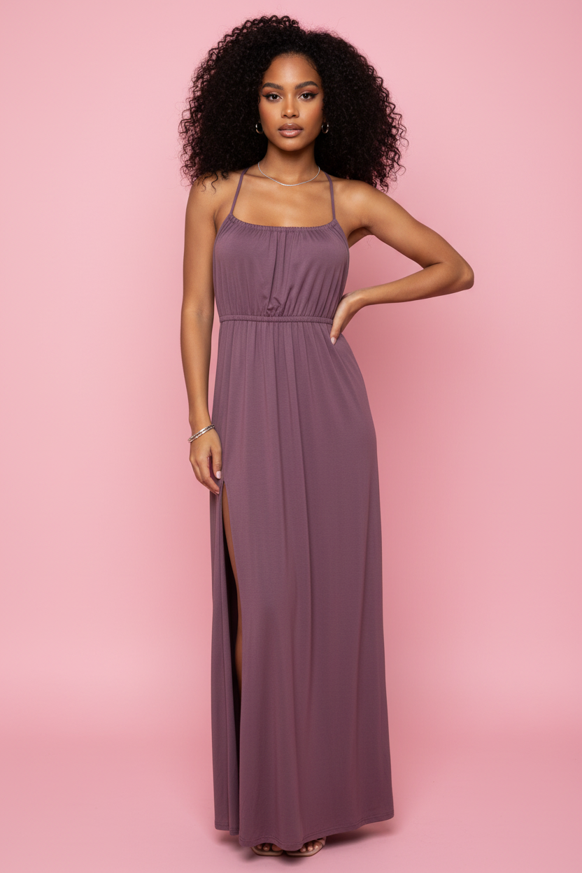 Maxi Robe Purple - Mannequin Afro - Face