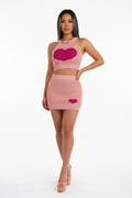 Mannequin Peach - Fond blanc - Ensemble Top & Jupe Tricot Côtelé