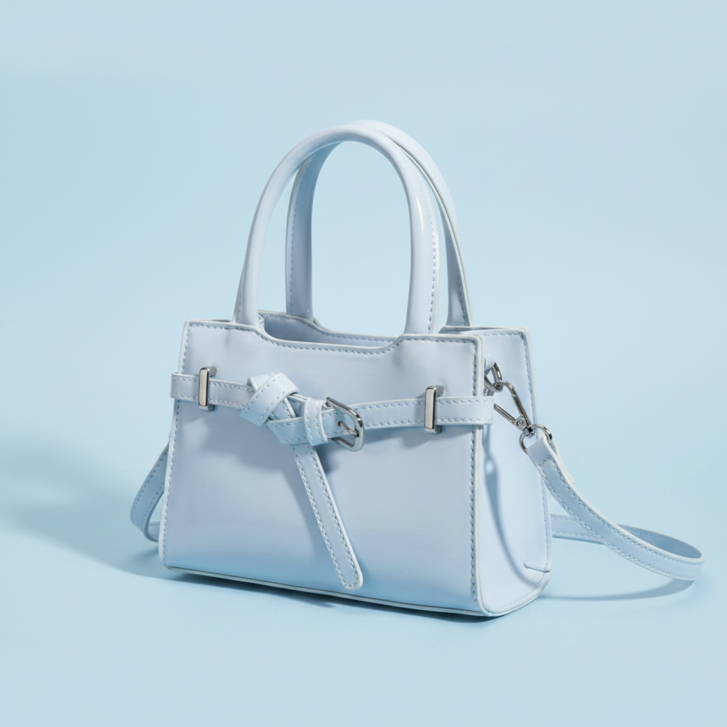 Sac à Main Top Boucle Bleu Clair – Fond studio