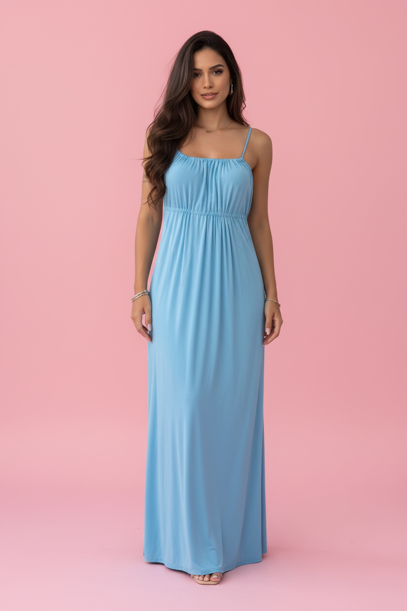 Maxi Robe Blue - Mannequin Latina - Face