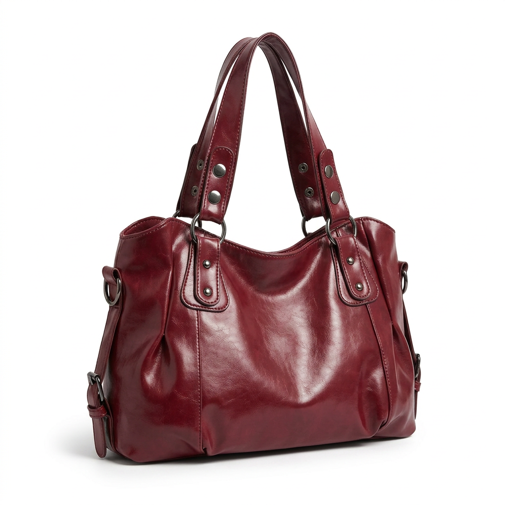 Sac vintage lie-de-vin seul sur fond blanc