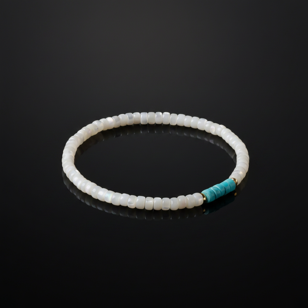 Bracelet turquoise nacre - studio noir luxe reflet miroir