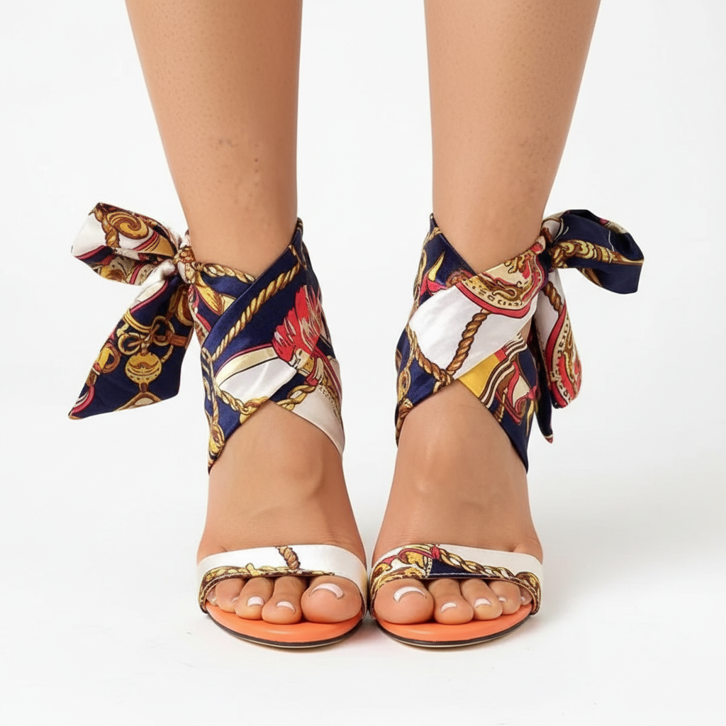 Sandales Talons Aiguilles Bout Ouvert - Vue face fond blanc studio