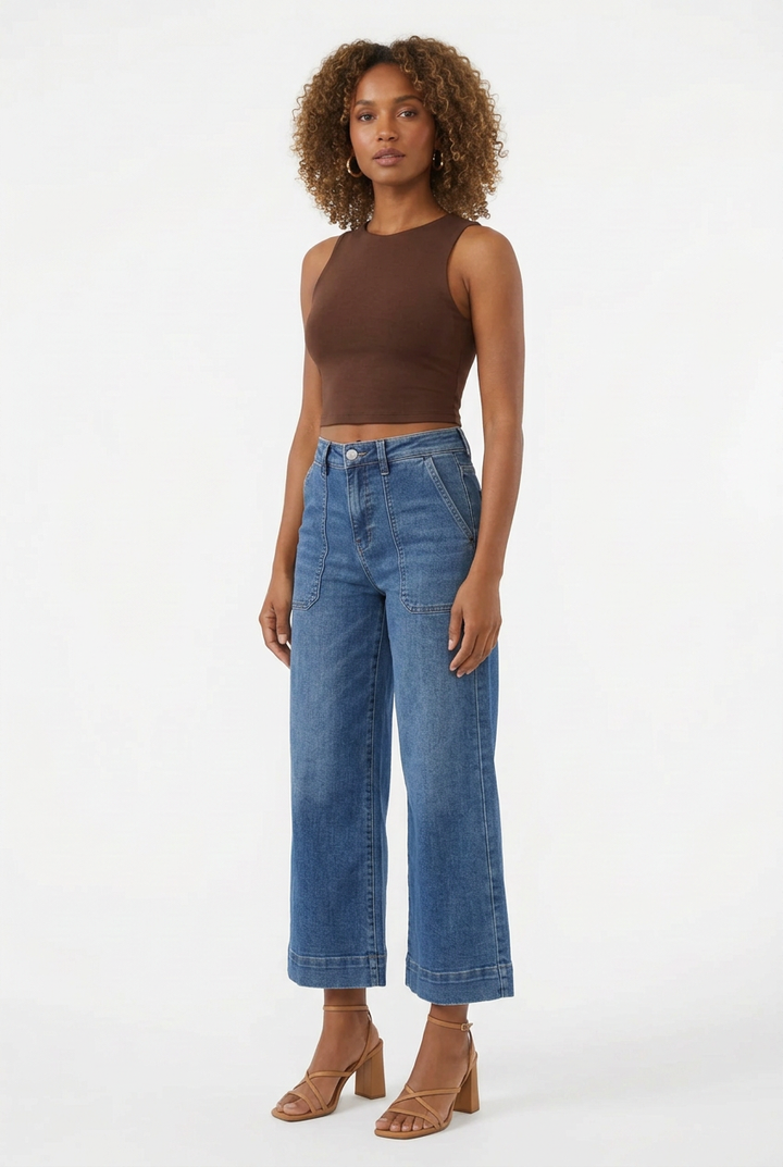 Jean Large Court Taille Haute