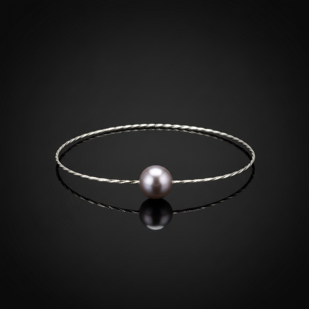Bracelet jonc perlé - studio noir luxe reflet miroir