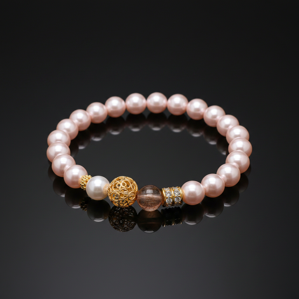 Bracelet perlé blush pink - studio noir luxe