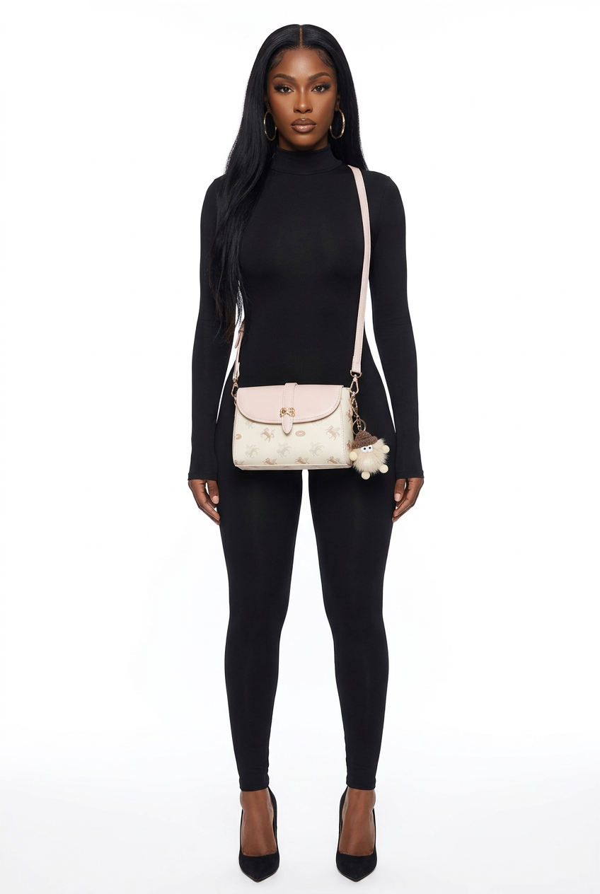 Sac Pégase porté de face, mannequin corps entier sur fond studio blanc