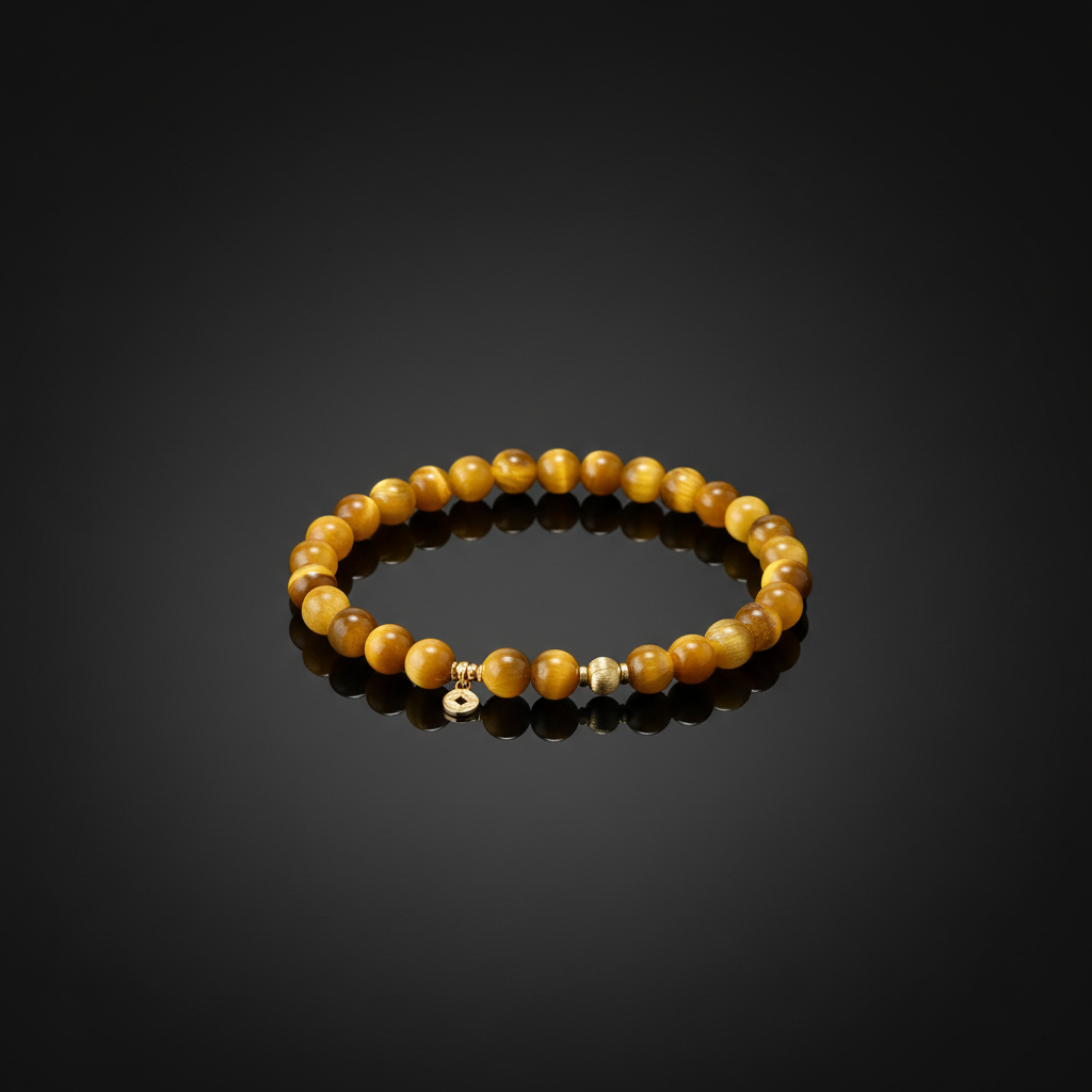 Bracelet œil de tigre - studio noir luxe reflet miroir