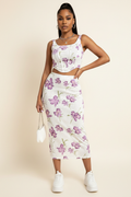 Ensemble Top Floral & Jupe Bodycon – Vue face
