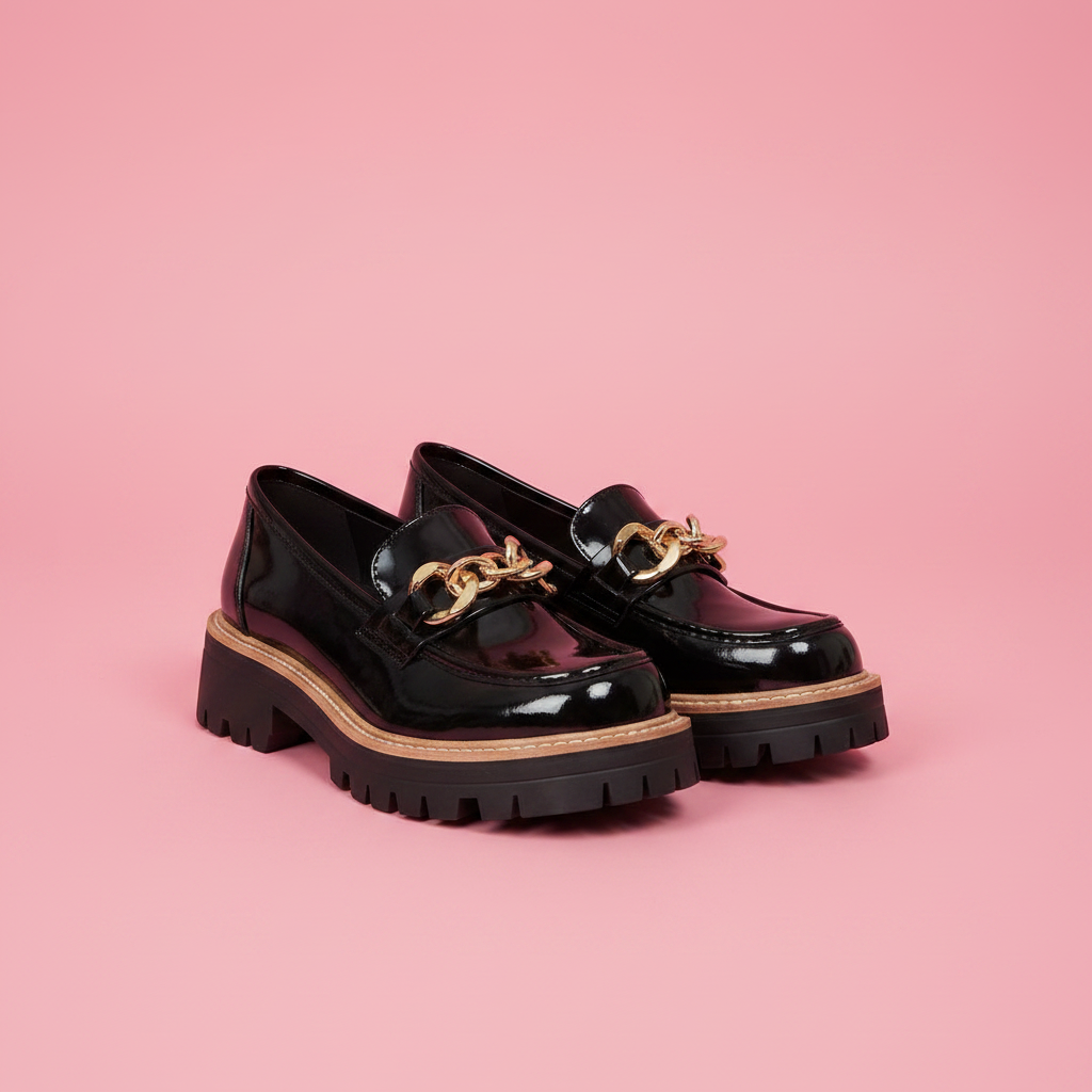 Mocassins plateforme - fond rose pastel - vue 2