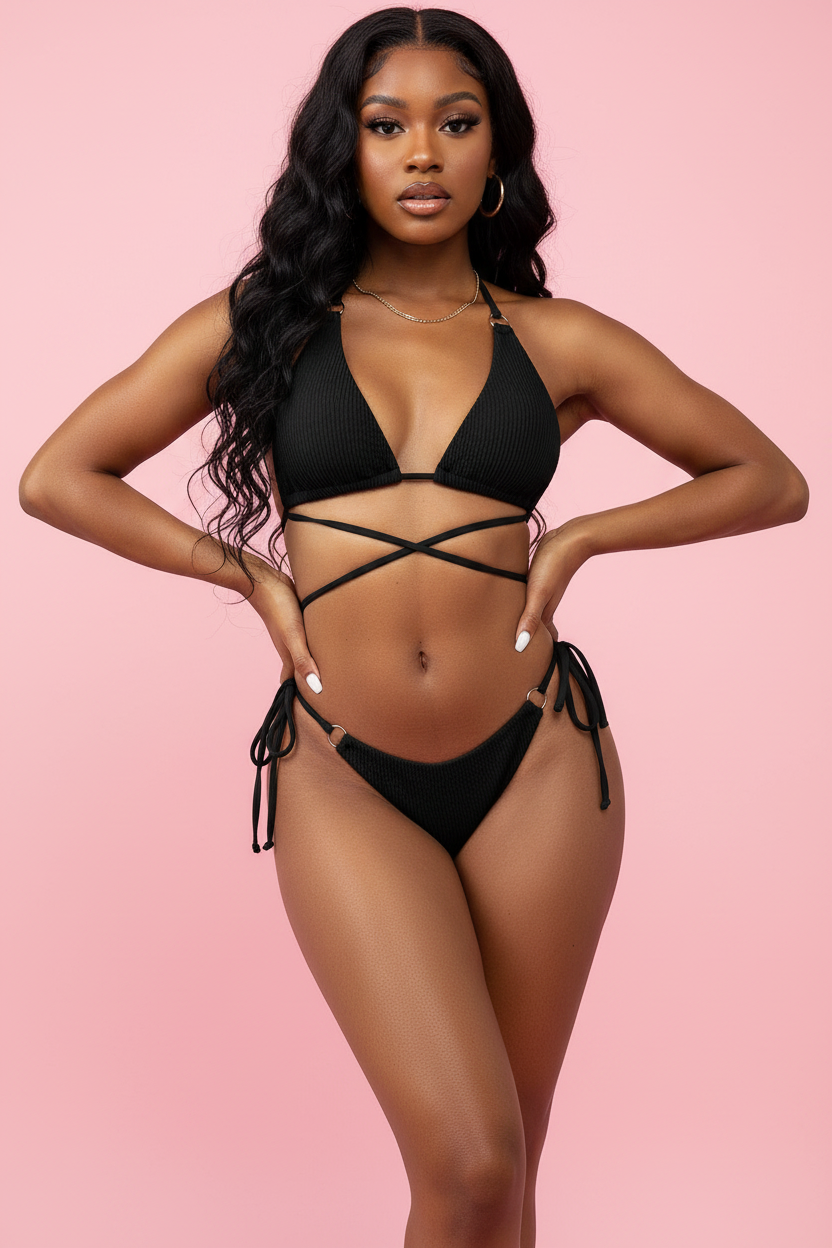 Mannequin bikini Black - Bikini Halter Neck Texturé