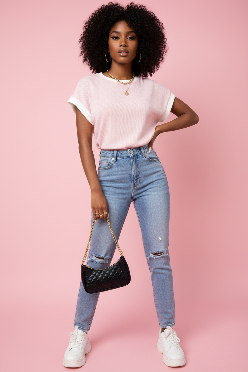 T-Shirt Pink - Mannequin Afro - Face