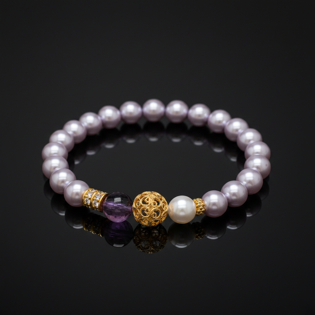 Bracelet perlé pink purple - studio noir luxe