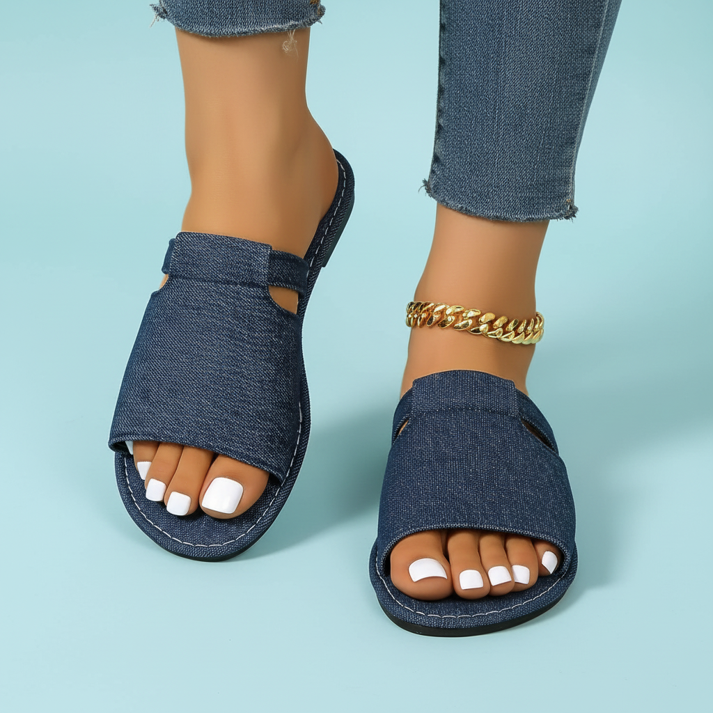 Sandales Plates Blue - plan pieds