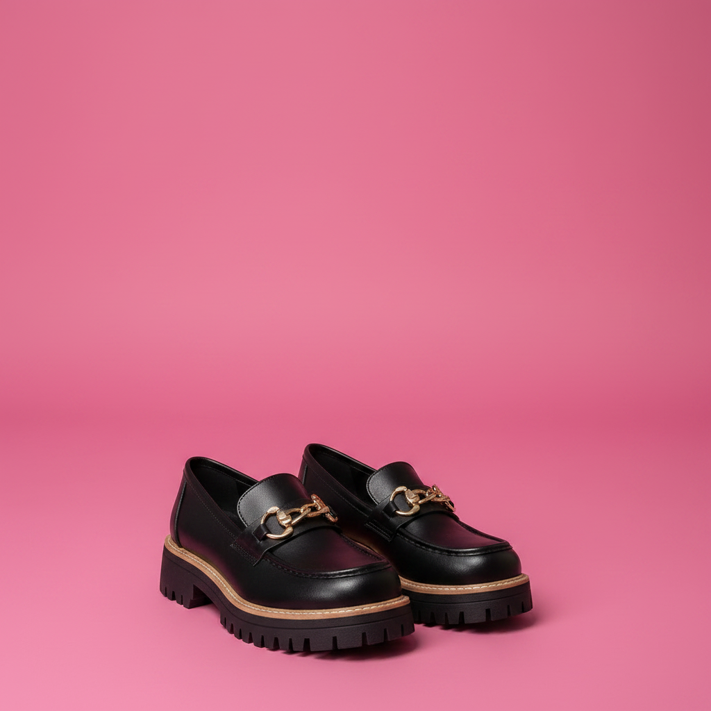 Mocassins plateforme - fond rose pastel - vue 3