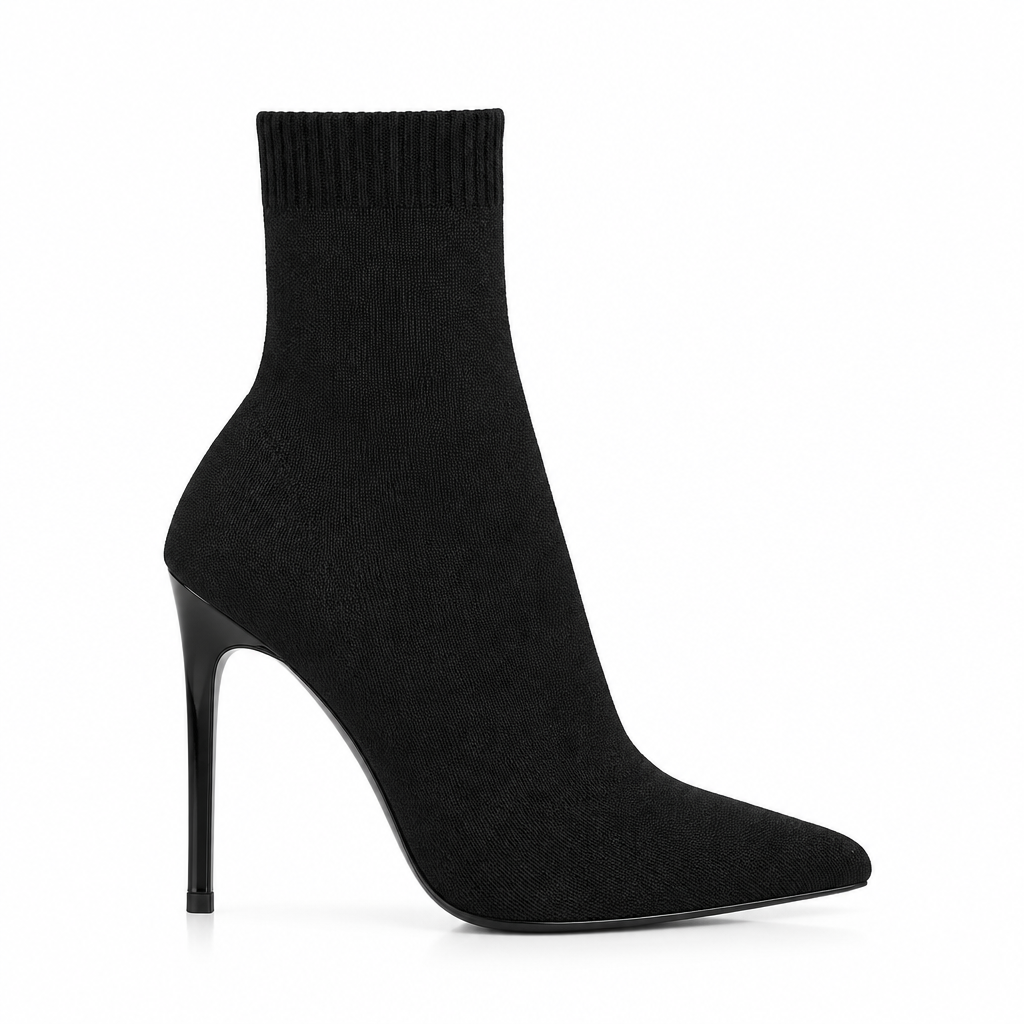 Botte noire en maille, vue de profil
